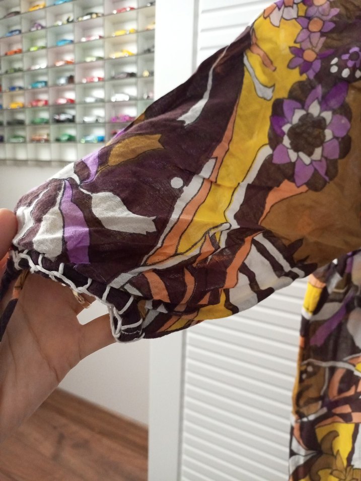 Bohem Çok Renkli Uzun V Yakali plaj elbisesi - Görsel 2