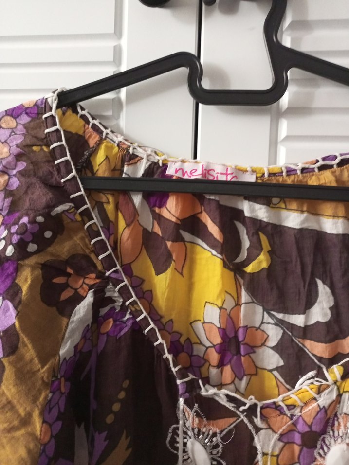 Bohem Çok Renkli Uzun V Yakali plaj elbisesi - Görsel 3