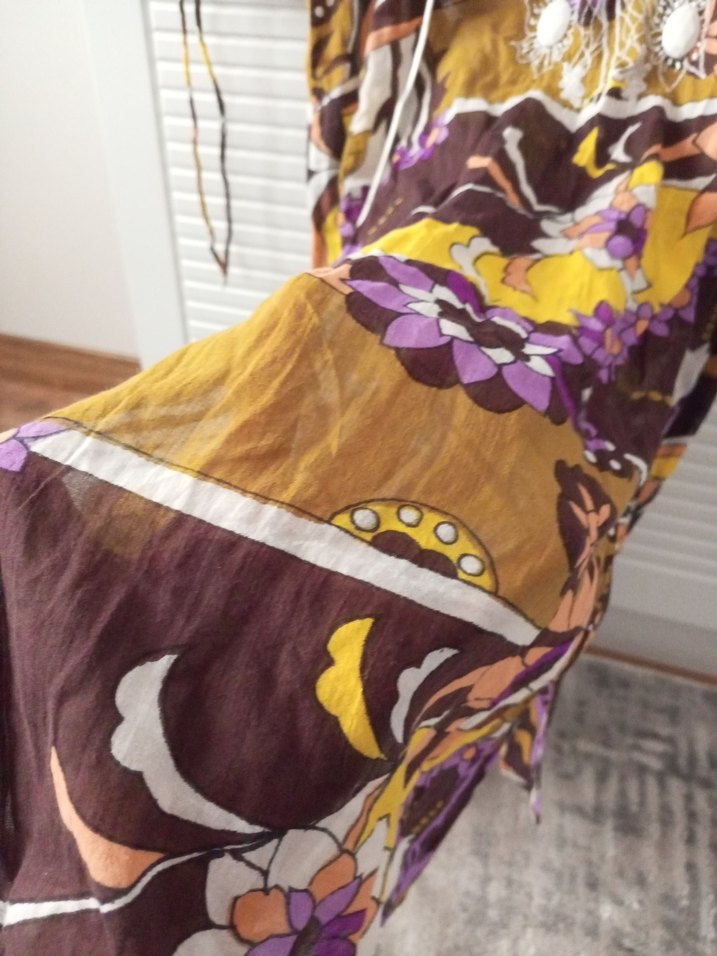 Bohem Çok Renkli Uzun V Yakali plaj elbisesi - Görsel 5