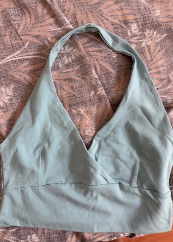 Mavi crop boyundan askılı