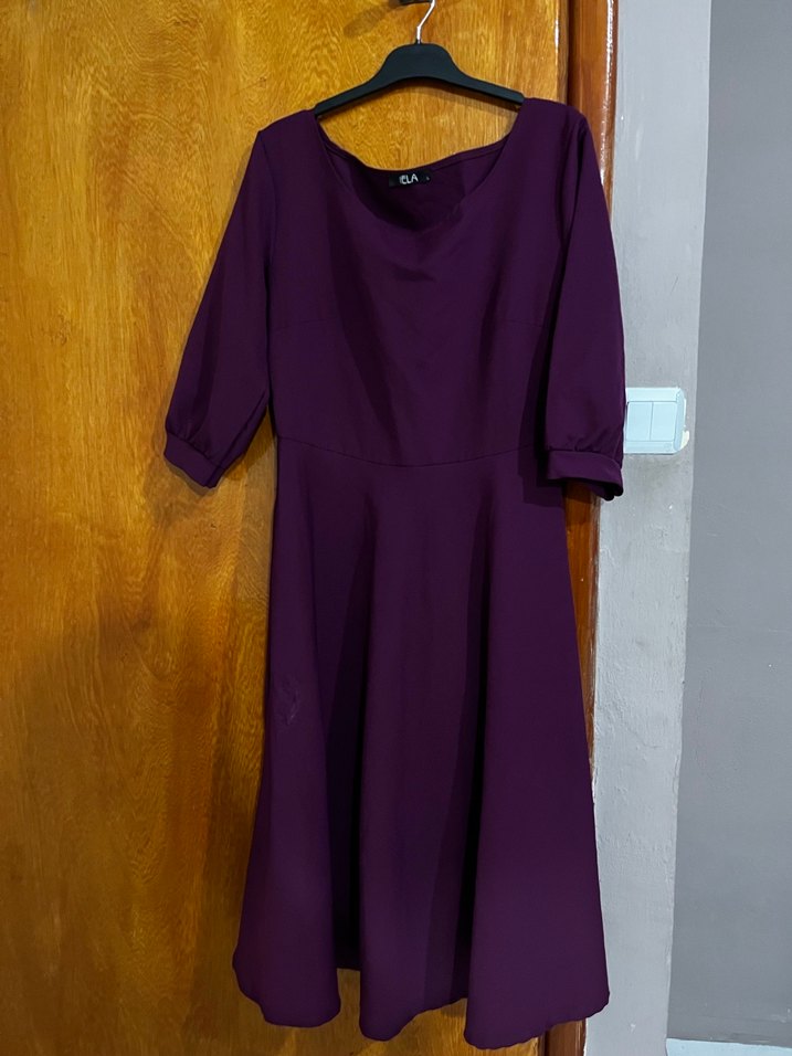 Kadın Mor Midi Salaş Elbise - Görsel 2