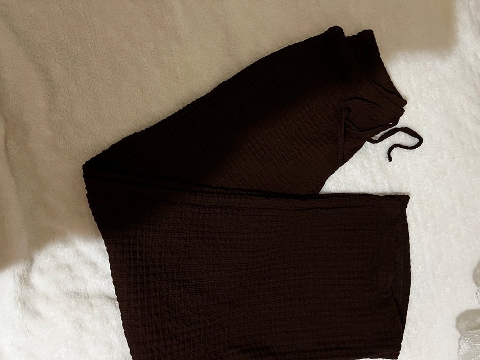 Koyu kahverengi gofre pantolon - Görsel 2