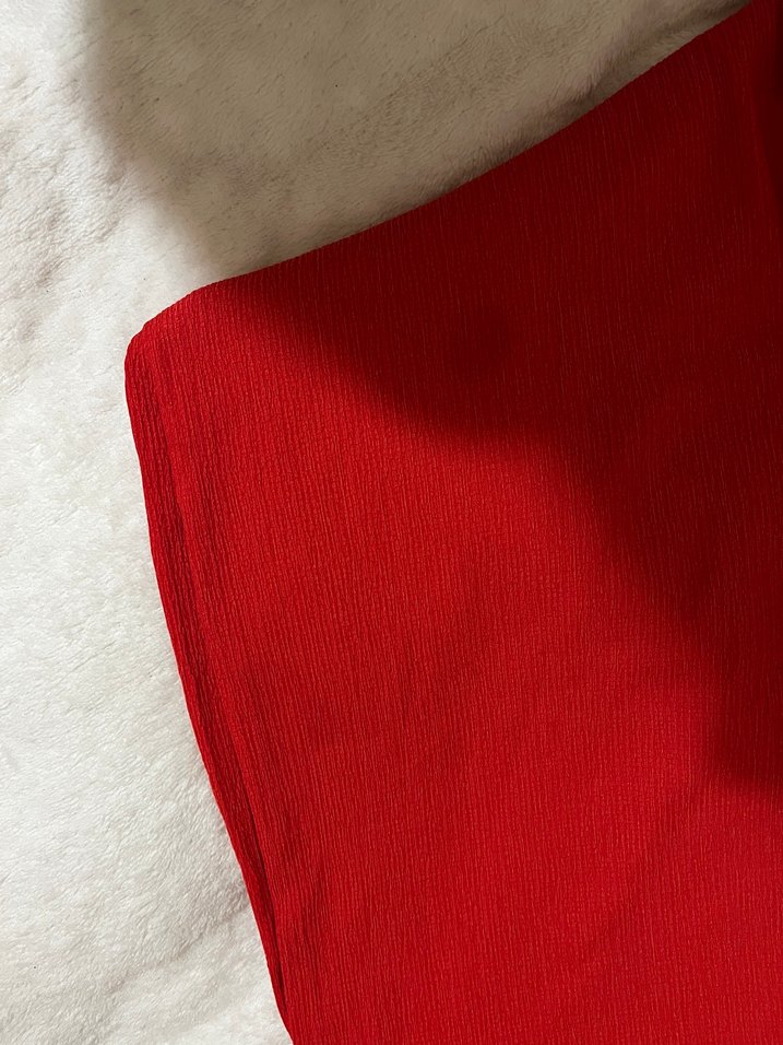 Kırmızı Bol Kesim Pliseli Kadın Kumaş Pantolon - Görsel 3