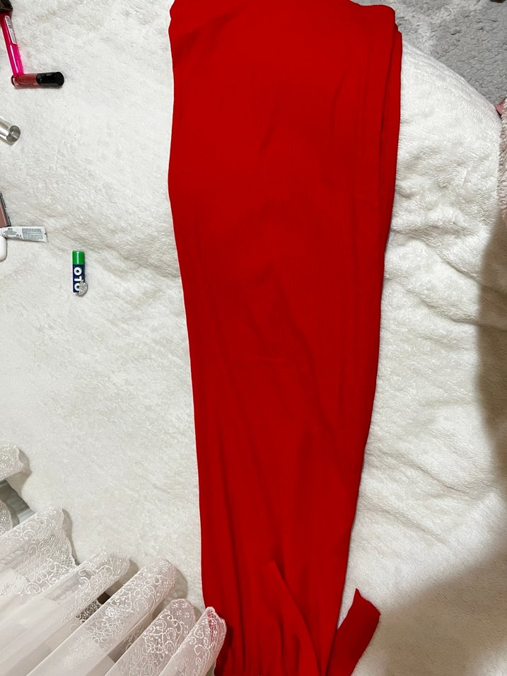 Kırmızı Bol Kesim Pliseli Kadın Kumaş Pantolon - Görsel 2