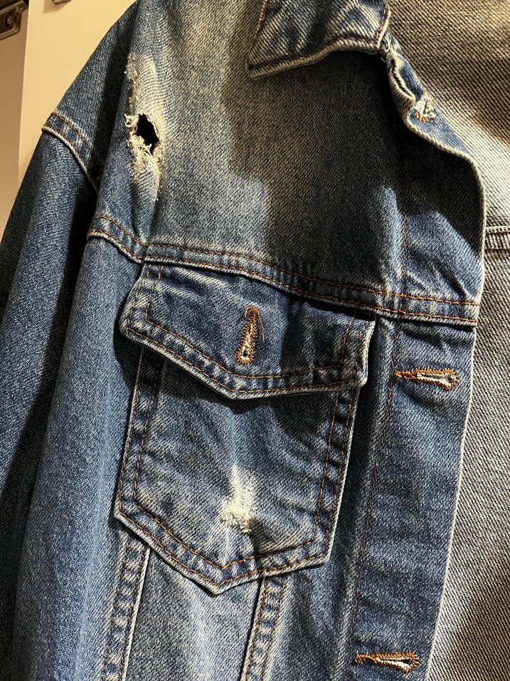 Düğmeli Mavi Kadın Denim Ceket - Görsel 5