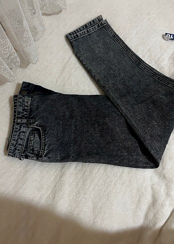 Gri Kadın Kot Pantolon, Normal Boy - Görsel 3