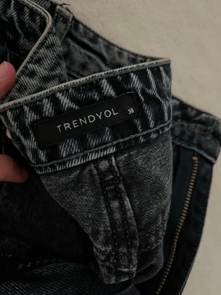 Gri Kadın Kot Pantolon, Normal Boy - Görsel 4