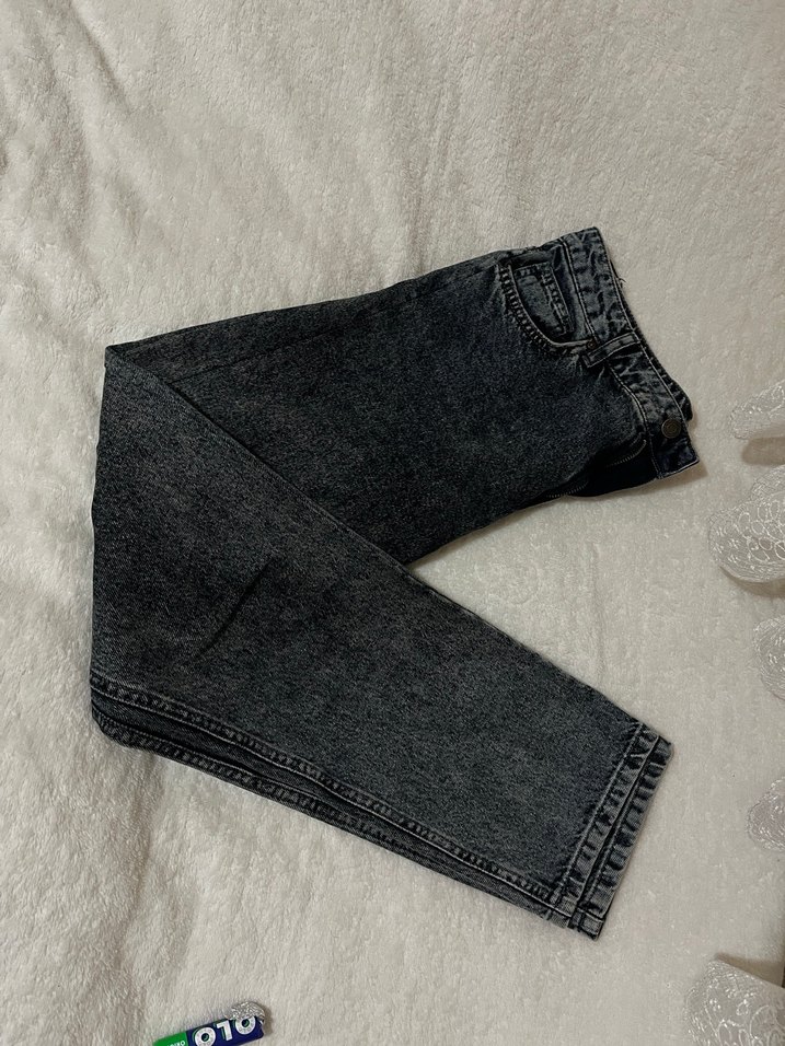 Gri Kadın Kot Pantolon, Normal Boy - Görsel 2