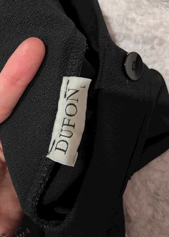 Düğmeli Siyah Kadın Kumaş Pantolon - Görsel 2