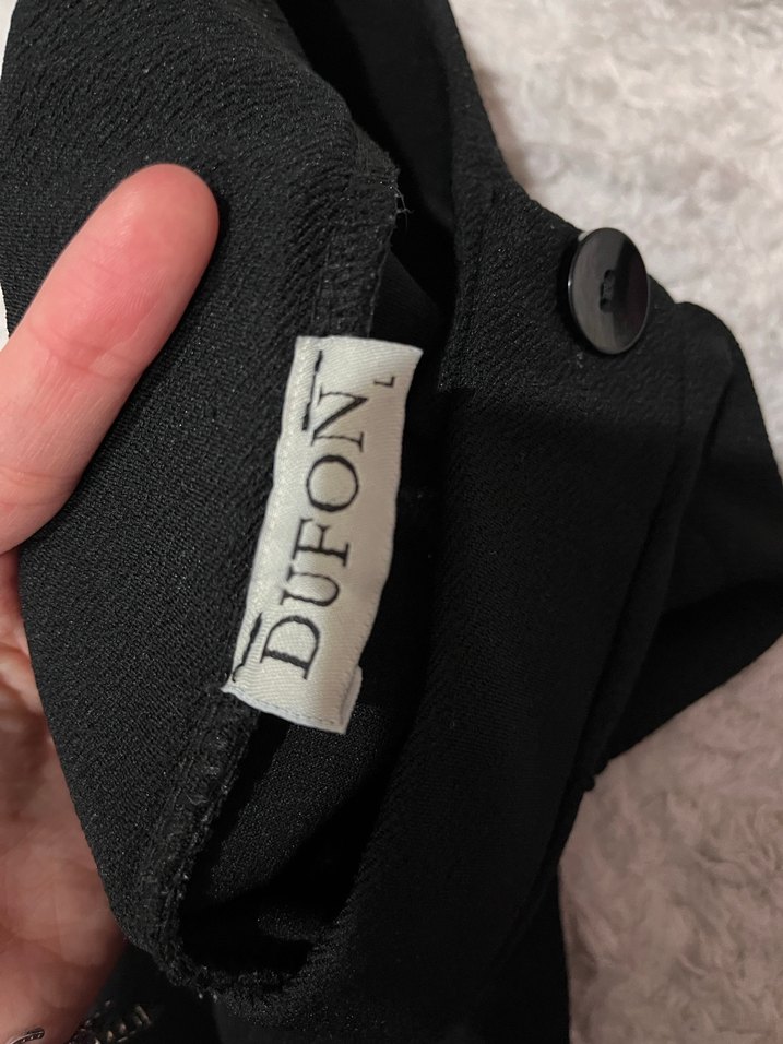 Düğmeli Siyah Kadın Kumaş Pantolon - Görsel 2