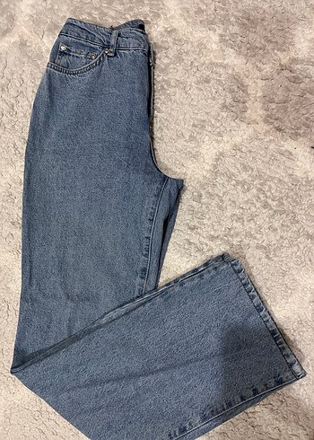 Kadın Mavi Bol Kesim Kot Pantolon - Görsel 4