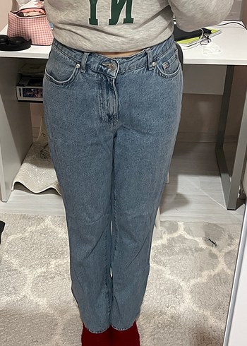 Kadın Mavi Bol Kesim Kot Pantolon - Görsel 7