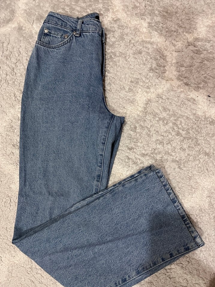 Kadın Mavi Bol Kesim Kot Pantolon - Görsel 4