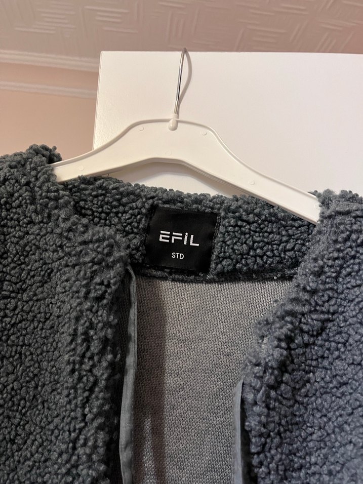 Gri ip bağlamalı Kadın Polar Ceket - Görsel 3