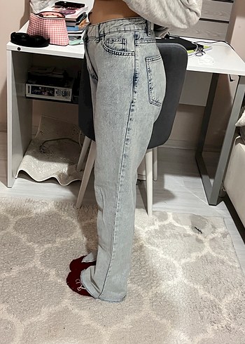 Gri Kadın Denim Bol Kesim Jean - Görsel 6