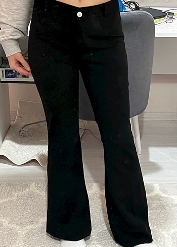 Siyah Kadın Uzun Yumuşak Kumaş Pantolon - Görsel 4