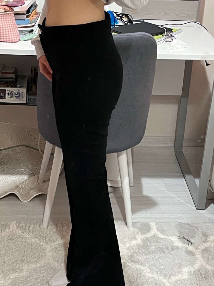 Siyah Kadın Uzun Yumuşak Kumaş Pantolon - Görsel 5