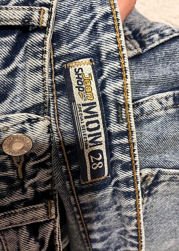 Düğmeli Gri Mavi Kadın Denim Pantolon - Görsel 3