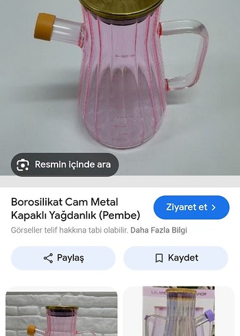 Pembe Kapaklı Borosilikat Cam Yağdanlık