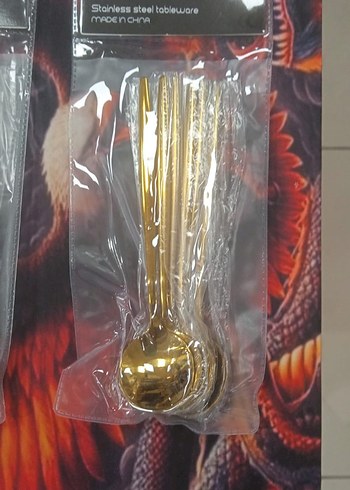 Parlak Altın Renkli Paslanmaz Çelik Kaşık Seti