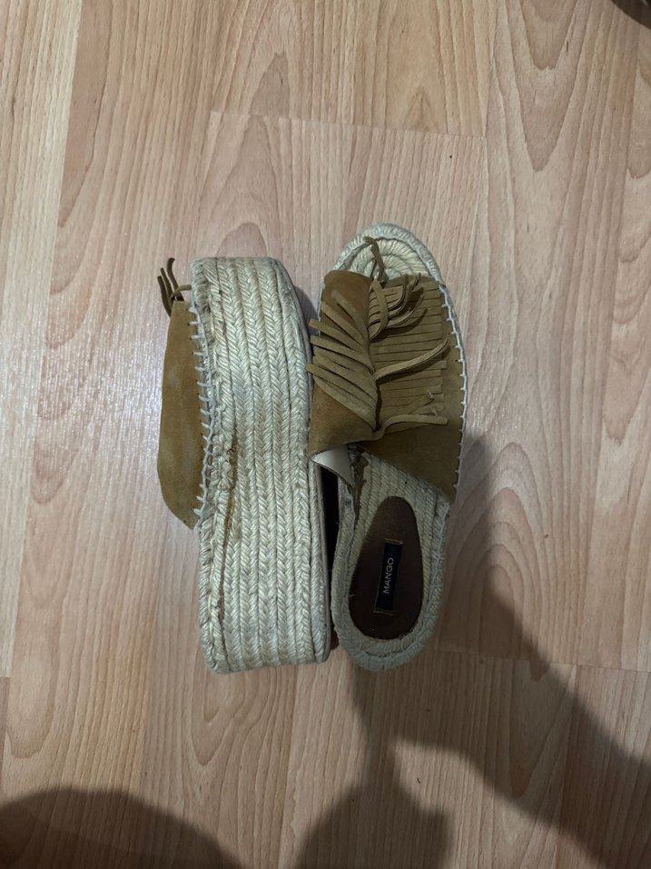 Kahverengi Süet Püsküllü Kadın Dolgu Topuk Espadril - Görsel 3