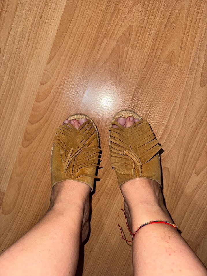 Kahverengi Süet Püsküllü Kadın Dolgu Topuk Espadril - Görsel 2