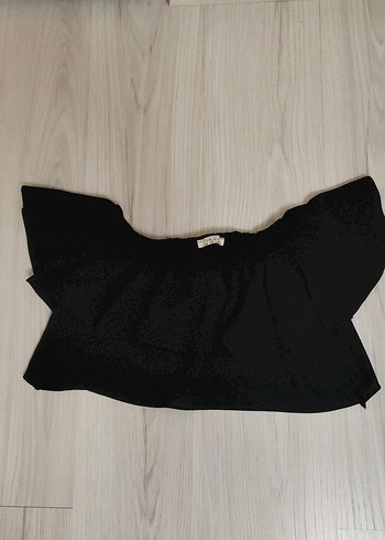 Volanlı Siyah Mini Kadın Bluz