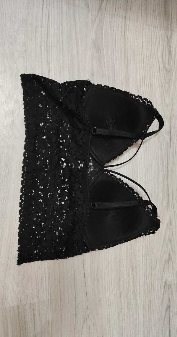 Siyah Dantel Mini Goth Bralet - Görsel 2