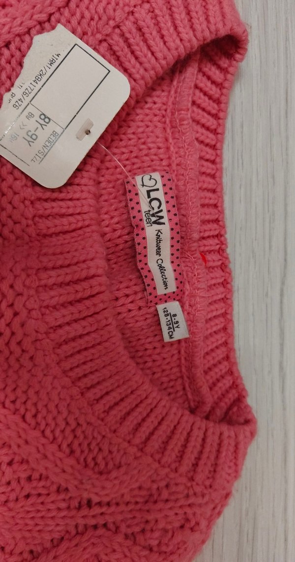 Kız Çocuk Pembe Triko Kazak - Görsel 2