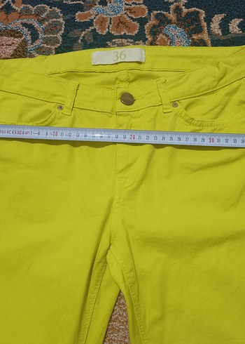36 Beden sarı Renk Sarı Regular Fit Kadın Kumaş Pantolon
