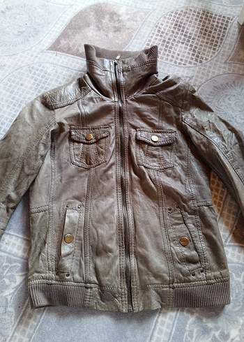 Bershka Düğmeli Kadın Deri Ceket, Kahverengi