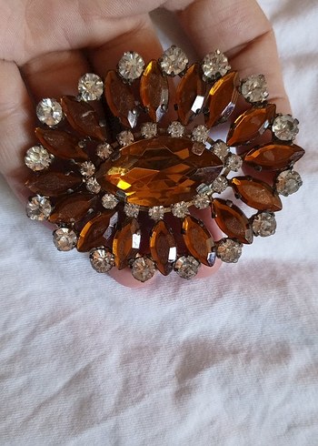 Diğer Vintage Kahverengi Payetli Broş