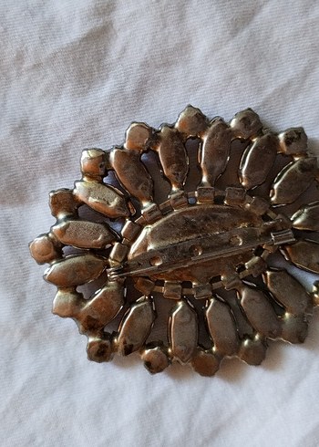 Beden Vintage Kahverengi Payetli Broş