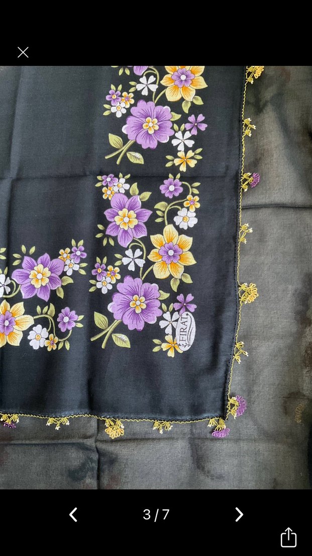 İğne oyalı  Çok Renkli Bohem Kadın Eşarp - Görsel 3