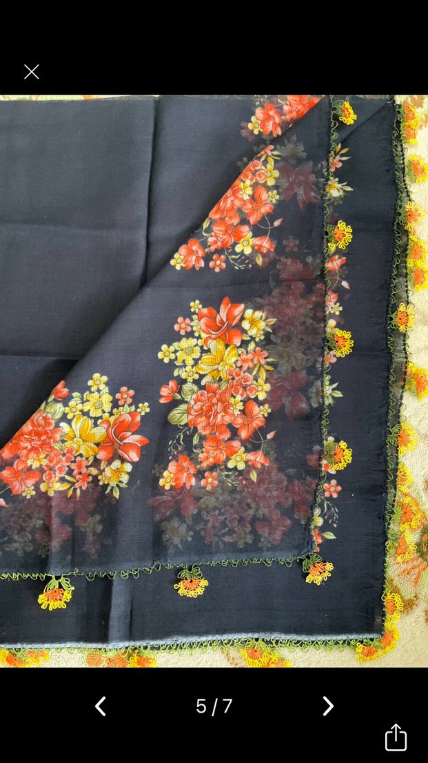 İğne oyalı  Çok Renkli Bohem Kadın Eşarp - Görsel 5