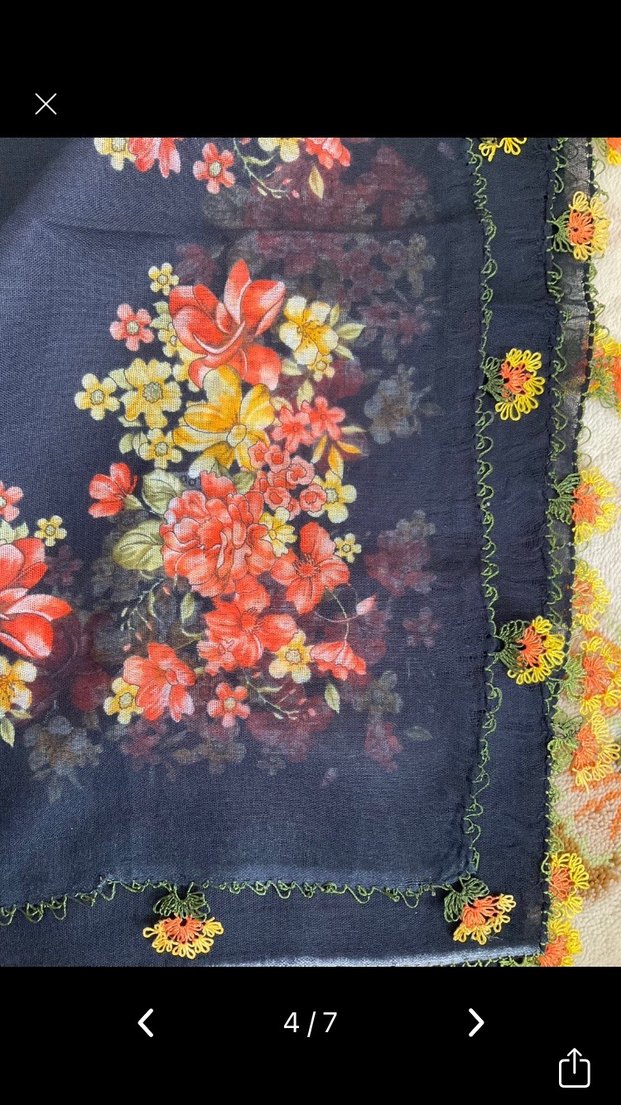 İğne oyalı  Çok Renkli Bohem Kadın Eşarp - Görsel 4