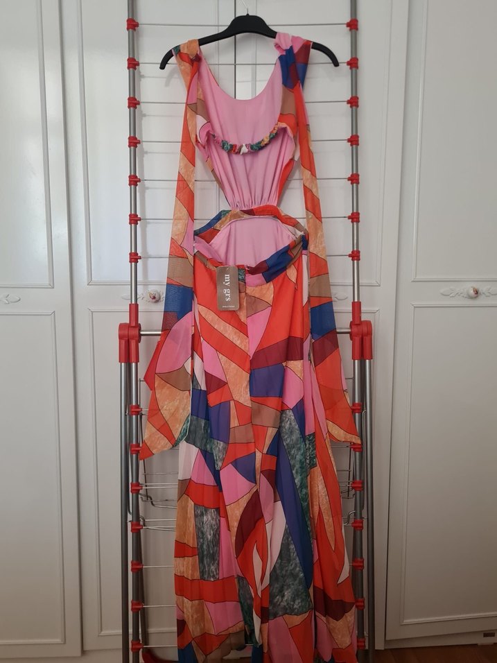 Etiketi üzerinde Bohem Çok Renkli Uzun Kadın Elbise - Görsel 2