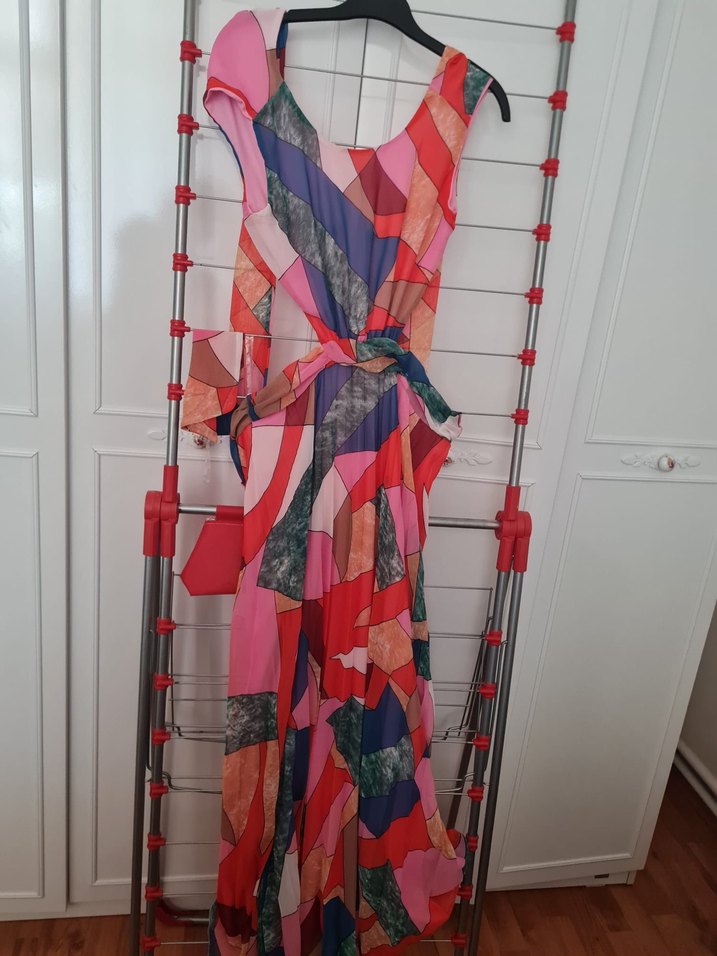 Etiketi üzerinde Bohem Çok Renkli Uzun Kadın Elbise - Görsel 4