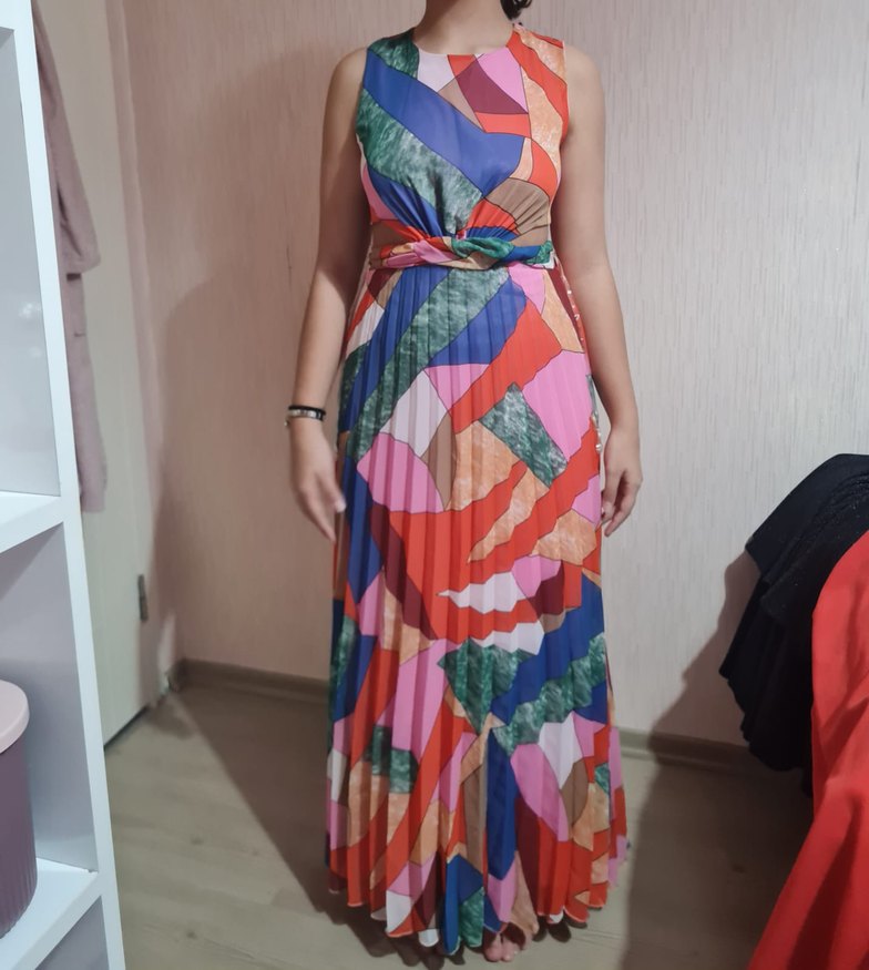 Etiketi üzerinde Bohem Çok Renkli Uzun Kadın Elbise - Görsel 3