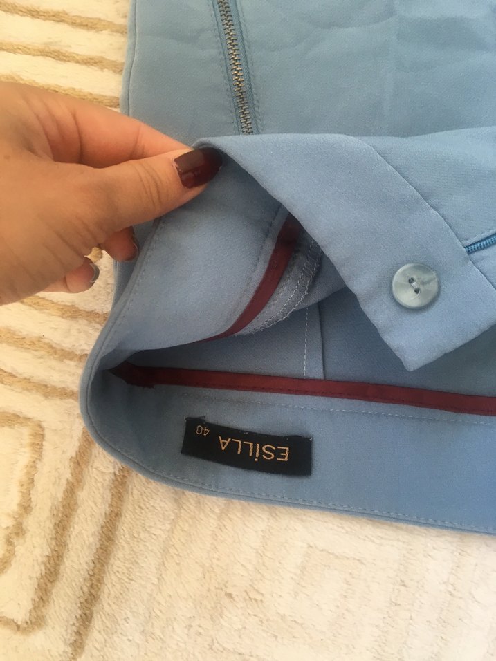 Kadın Mavi Regular Fit Kumaş Pantolon - Görsel 2