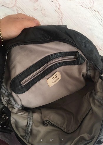 Barcelona yıkanmış Siyah Deri Biker Sırt Çantası - Görsel 5