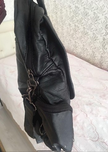 Barcelona yıkanmış Siyah Deri Biker Sırt Çantası - Görsel 4