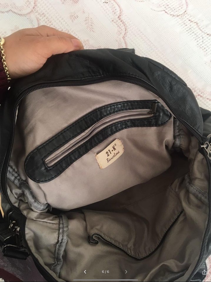 Barcelona yıkanmış Siyah Deri Biker Sırt Çantası - Görsel 5