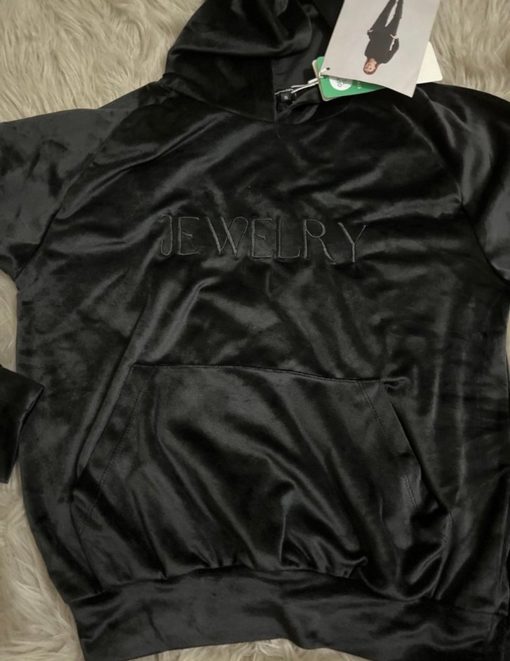 Siyah Kadife Kapüşonlu Kadın Eşofman Takımı - Görsel 4