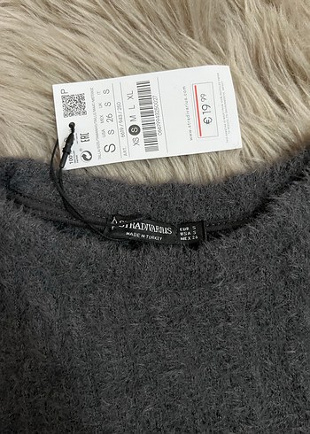 Gri Uzun Kollu Yün Kadın Kazak - Görsel 2