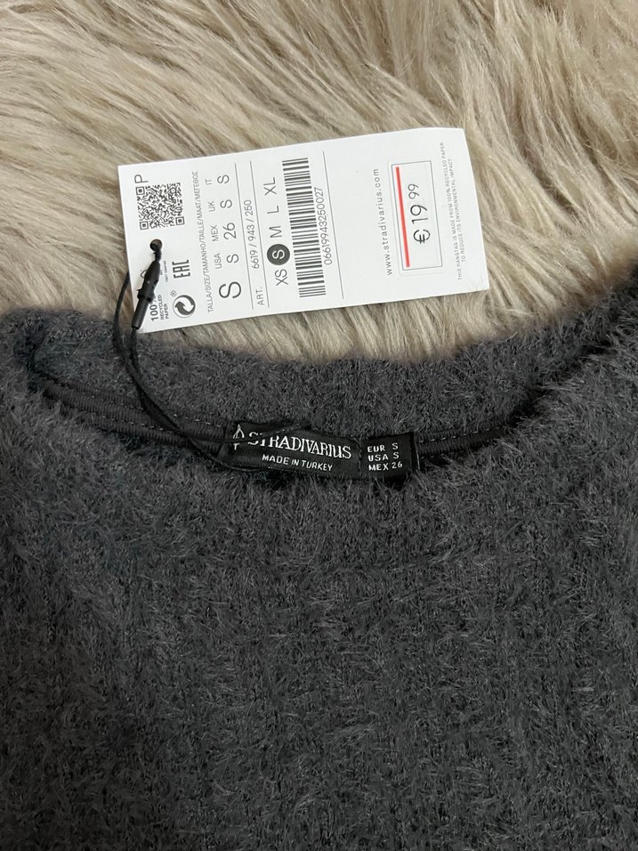 Gri Uzun Kollu Yün Kadın Kazak - Görsel 2