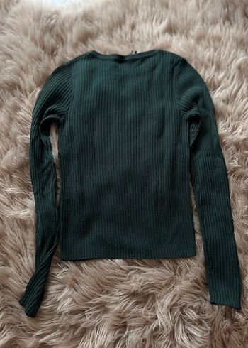 Kadın Yeşil Triko Uzun Kollu Kazak - Görsel 3