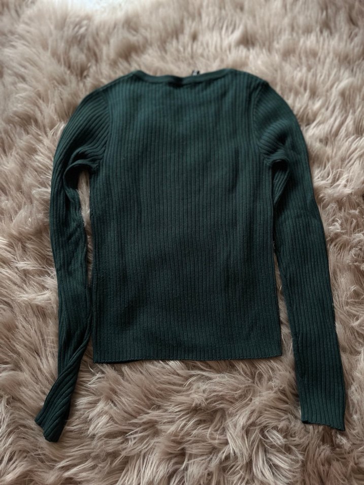 Kadın Yeşil Triko Uzun Kollu Kazak - Görsel 3