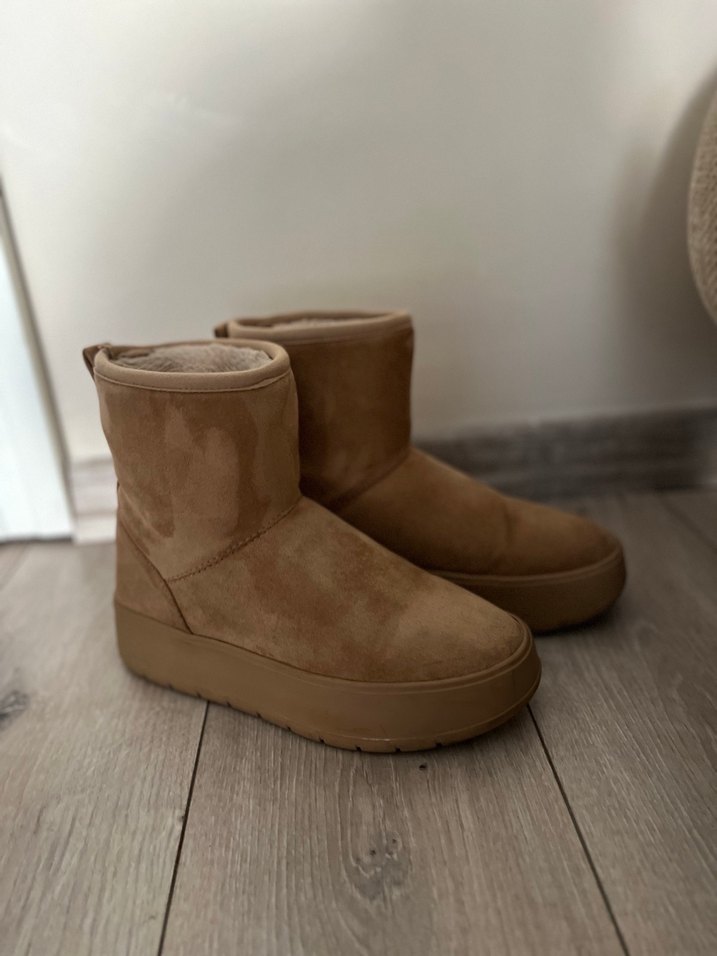 Bej Süet Kadın Platform Topuklu Bot - Görsel 4