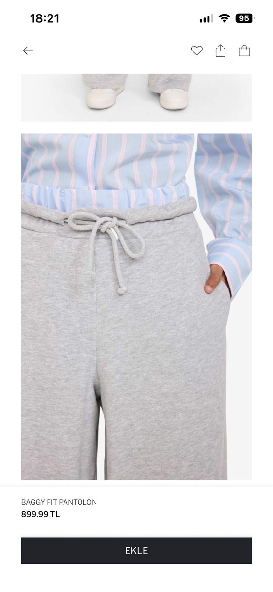 Gri Baggy fıt pantolon - Görsel 3